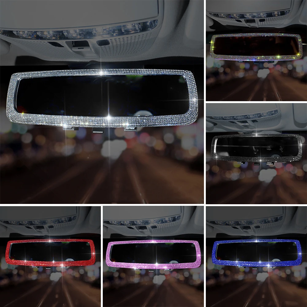 Rhinestone Car Rearview Mirror Charm Bling Rearview Mirror Cover for Girls Pink Auto Accessories Interior for Woman rearview mirror cover