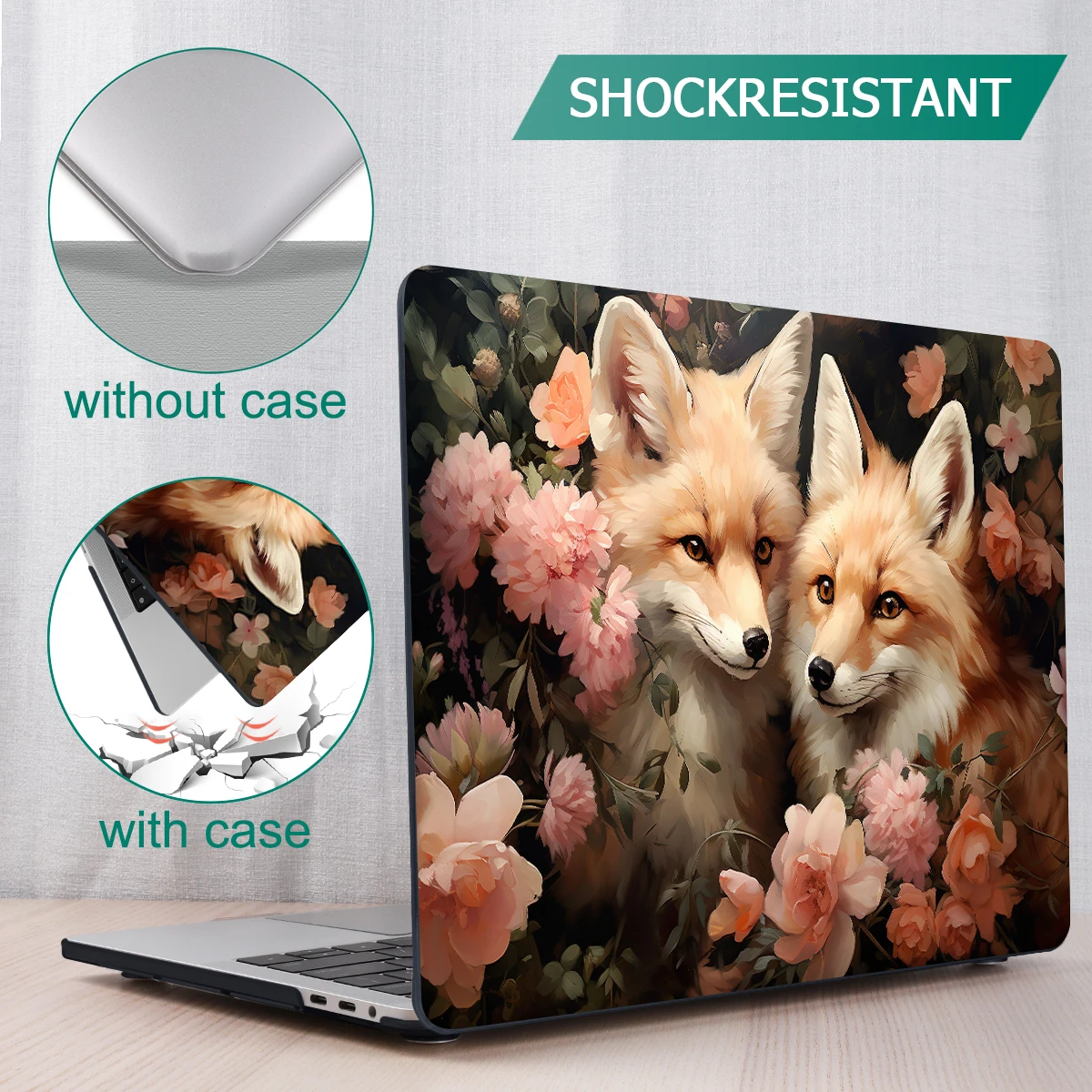 Foxes-estojo Rígido para Macbook Pro 13 A2338 A2251 14 16 m3 A2992 Air 13 15 A2681 A2941 m2 Retina 13.3 A2337 - Imagem 5