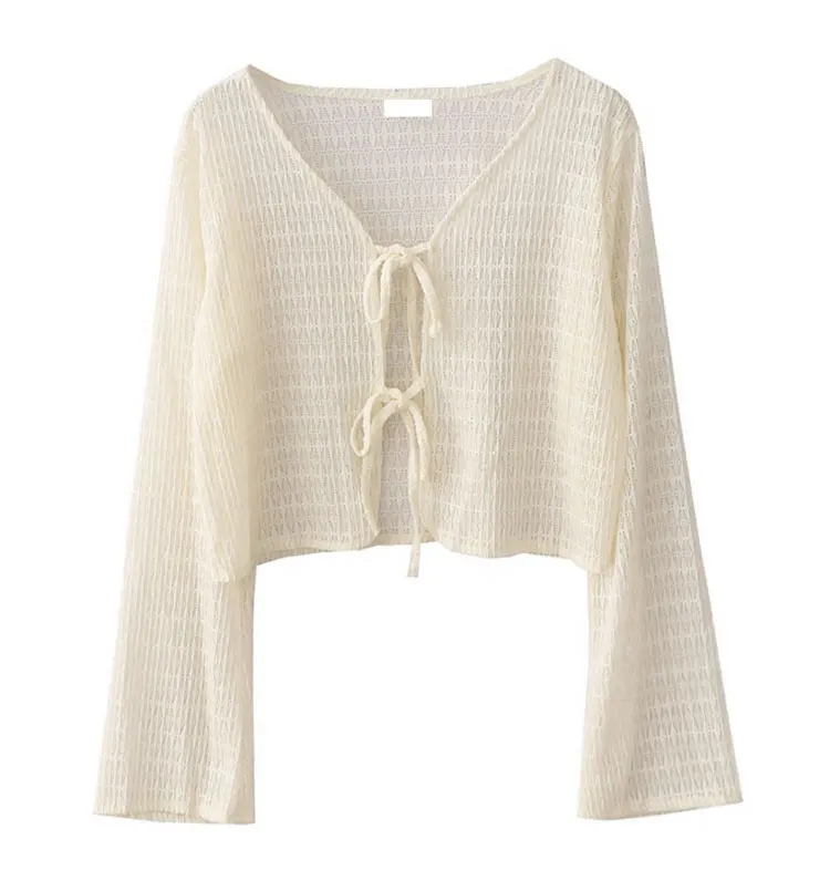 19090 apricot double strap lace cardigan