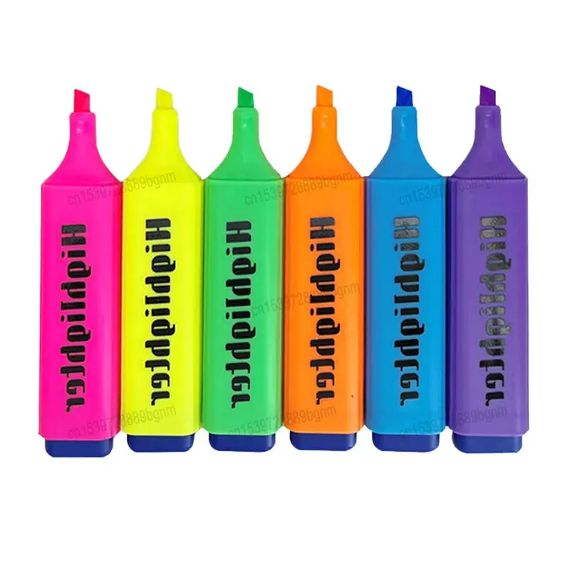 6Pcs Set Candy Color Highlighter 4mm Oblique Tip Art Marker Fluorescent Pen Office School Wrting Drawing Graffiti Stationery