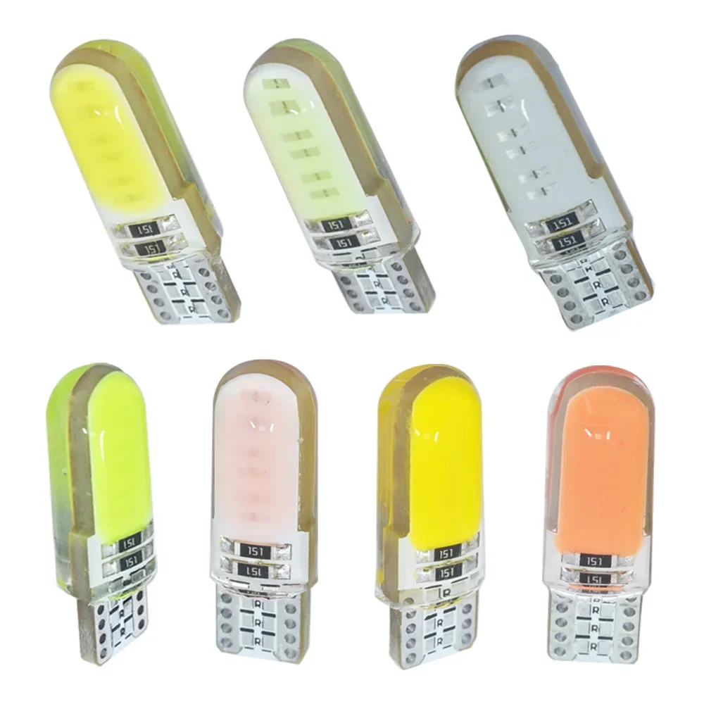 10X 194 2825 WY5W COB Silicagel Waterproof Wedge Light Auto Marker Reading Dome Lamp Parking Bulbs DC12V Led Bulb Multiple Color