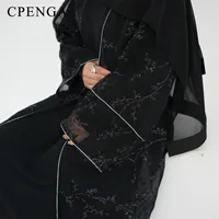Robe Abaya de luxe brodée de dubaï avec intérieur élégant pour femmes arabes, vêtements de fête Jalabiya Eid pour église musulmane, nouveau caftan turc 2