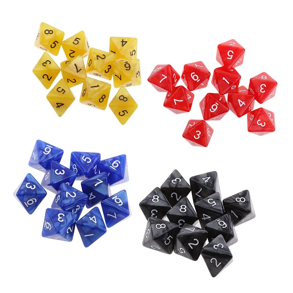 40 Pack 8 Sided D8 Polyhedral for Party Table Games(Yellow, Red, Blue, Black)