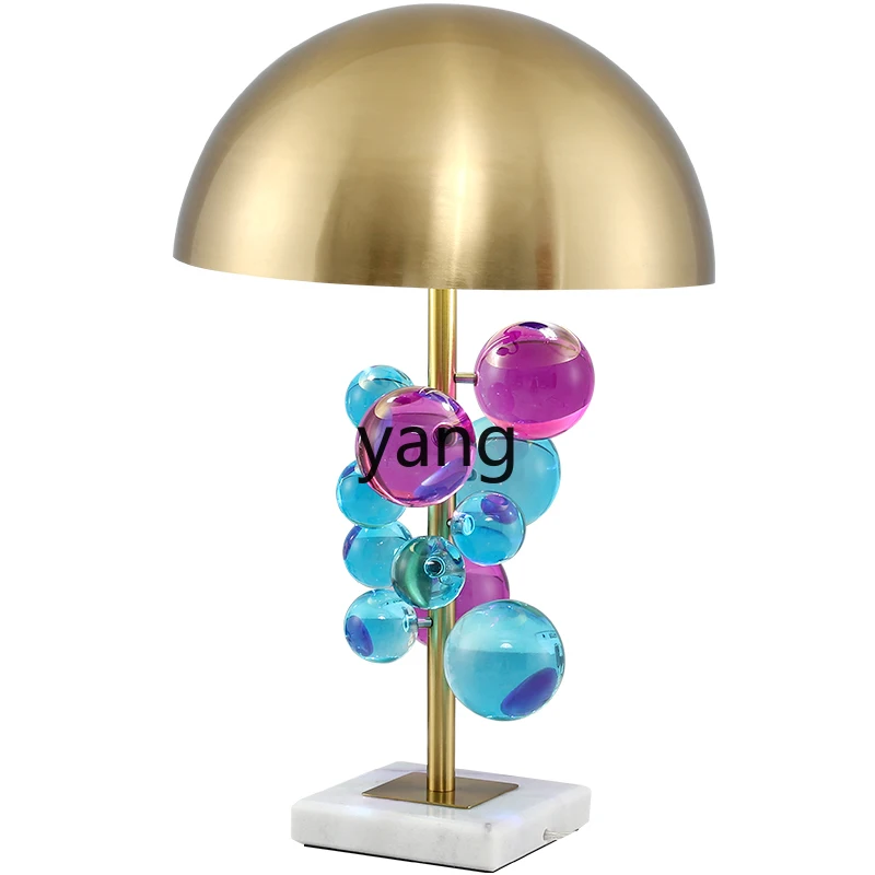 Yjq Creative Living Room Bedside Ball Table Lamp Luxury Hotel Model Room Study Crystal Personalized Table Lamp