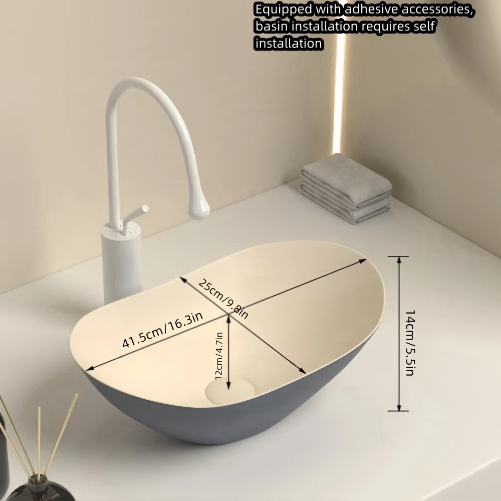 Modern Oval Ceramic Vanity Sink, 16.3"X9.8" - Elegant Bathroom Washbasin With Drainage Accessories (Faucet Not Included) 6