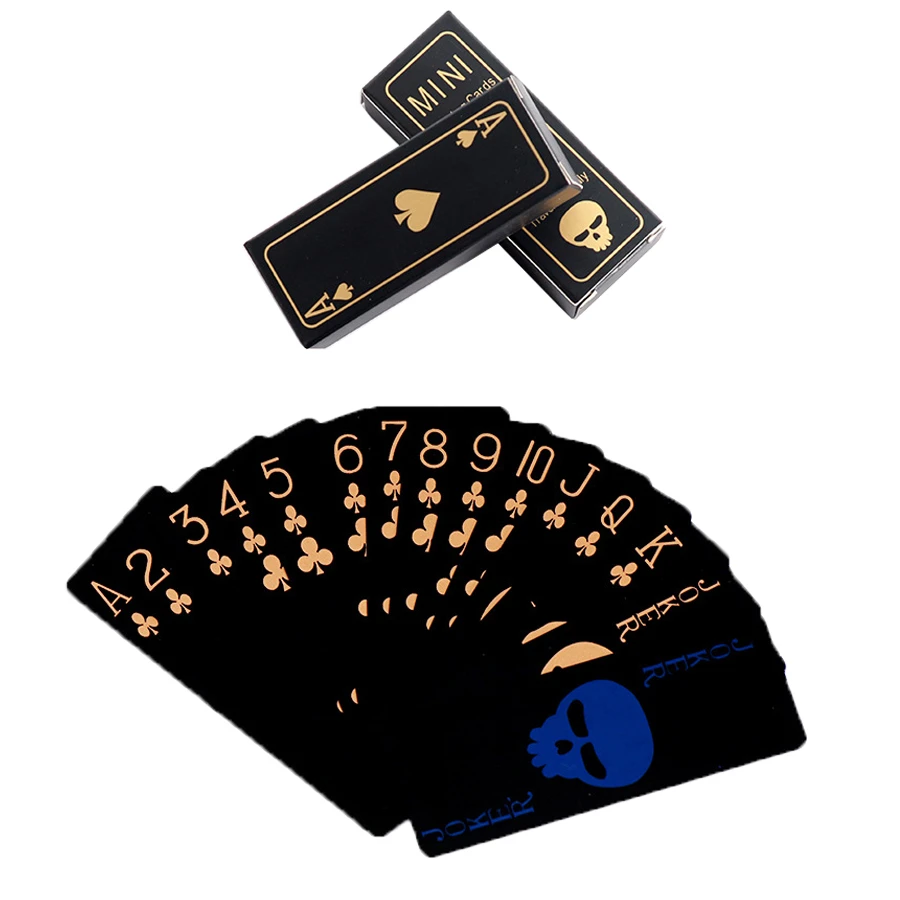 Playing Cards 55Pcs PVC Waterproof Plastic Golden Skull Poker Set In Case Washable Flexible Deck Mini One Game playing cards plastic playing cards poker set