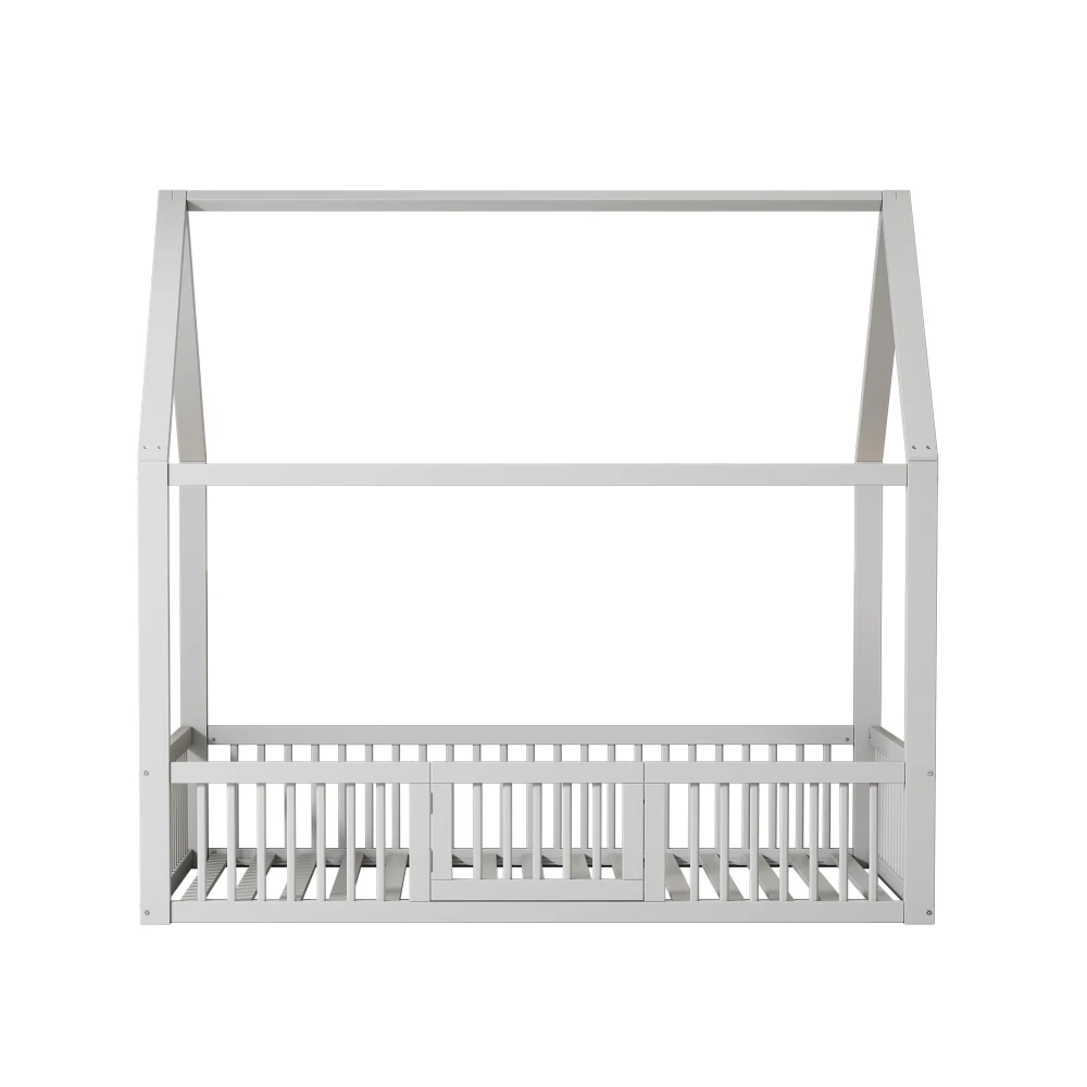 Robustes Hausbett aus massivem Holz, 90 x 200 cm – Twin-Size-Plattformbett mit niedrigem Profil, multifunktionales Doppelbett, Schlafzimmermöbel – Detail 22