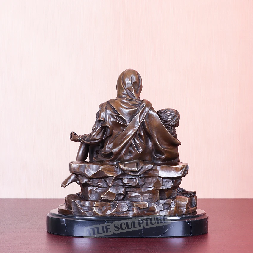 Famous Pieta Statue by Michelangelo Bronze Replica Sculpture Western Collectible Home Decoration 4