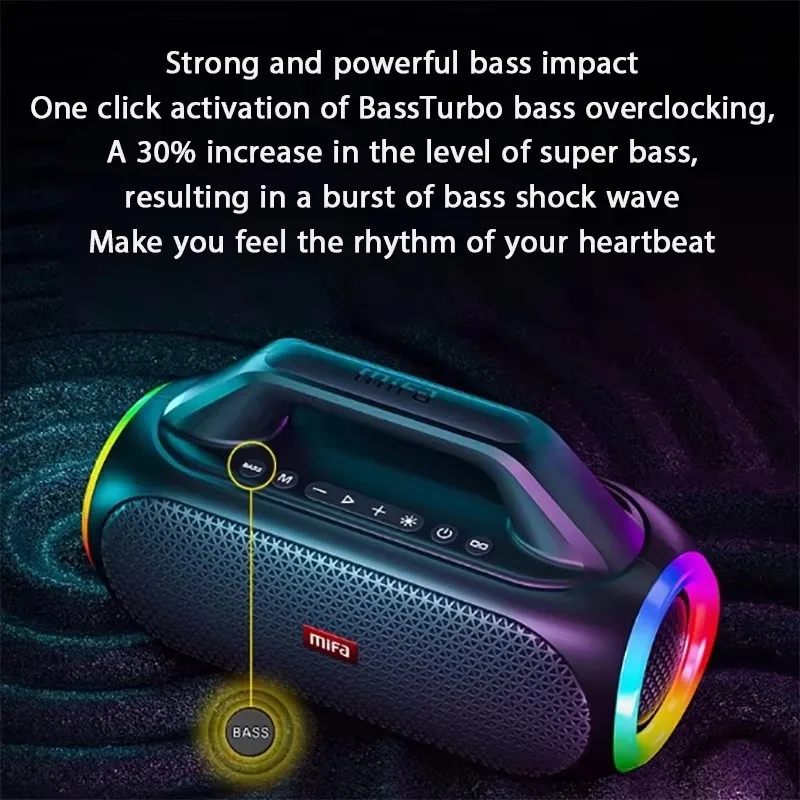 AOSIBAO 60W Bluetooth Subwoofer IP67 Waterproof Outdoor Speaker 10000mAh Portable Speakers Wireless Camping 120 Decibel Volume 5