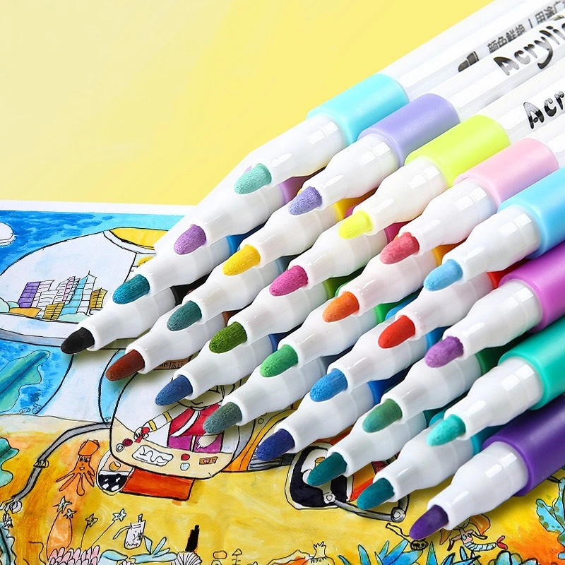 Acrylic Paint Markers 12/24/36/48/60/80 Colors Acrylic Paint Pens Markers Wood Rock Painting Canvas Stone Glass Metal Ceramic Surfaces DIY Crafts