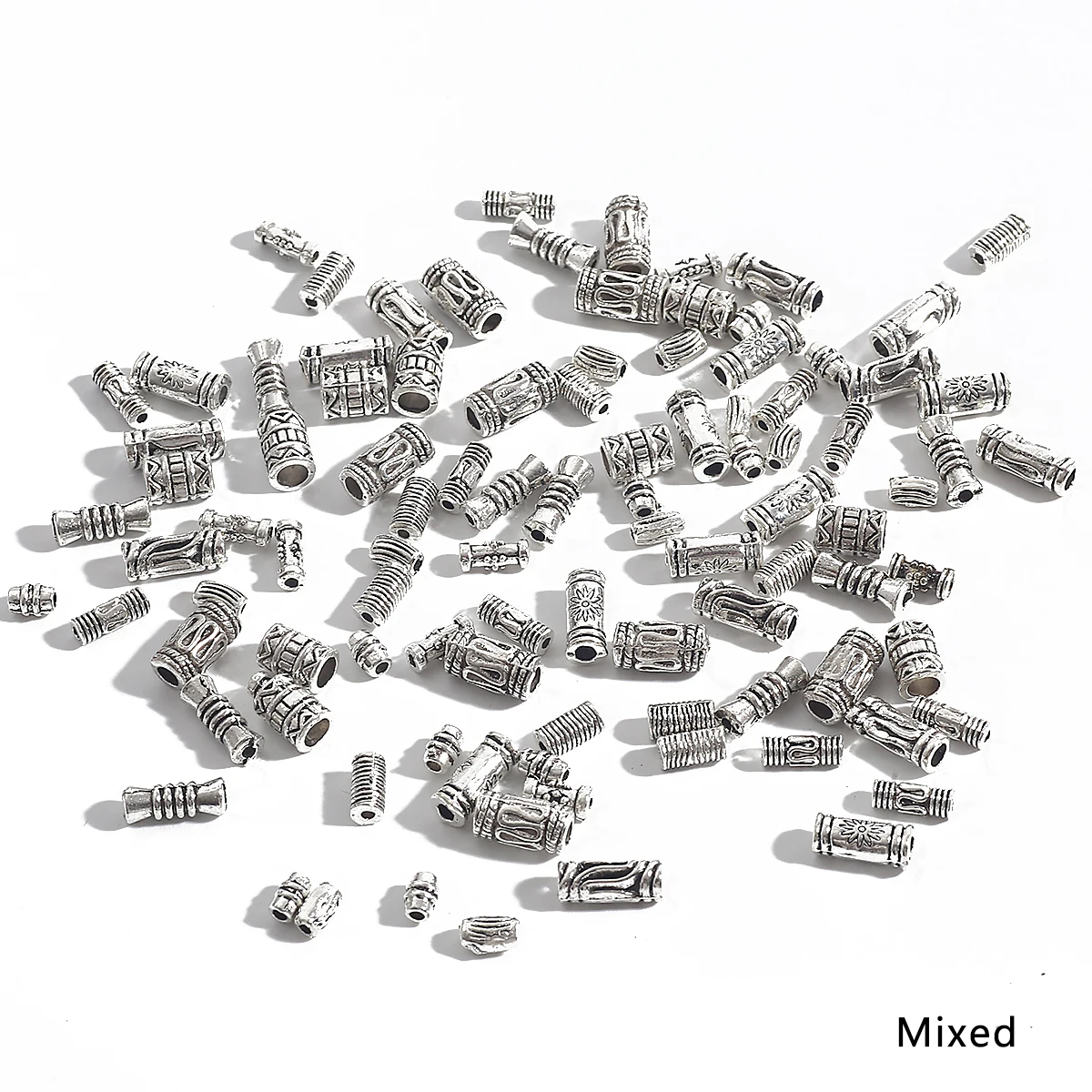 Set of 50/100 Vintage Silver-Tone Alloy Beads and Charms