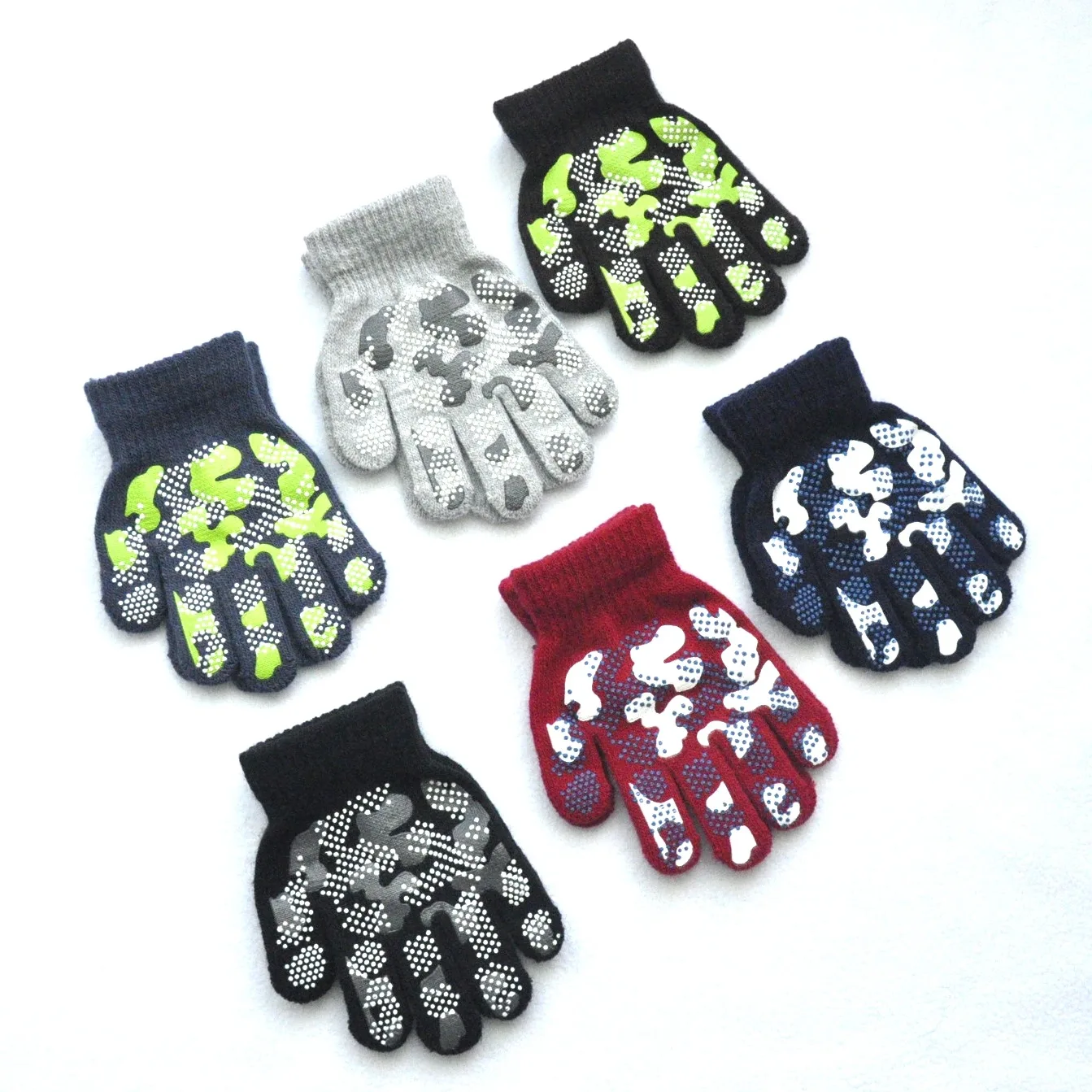 New Camouflage Anti Slip 3-6Y Children Winter Knitted Warm Gloves for Boys Girls Student Outdoor Cycling Skiing Gloves
