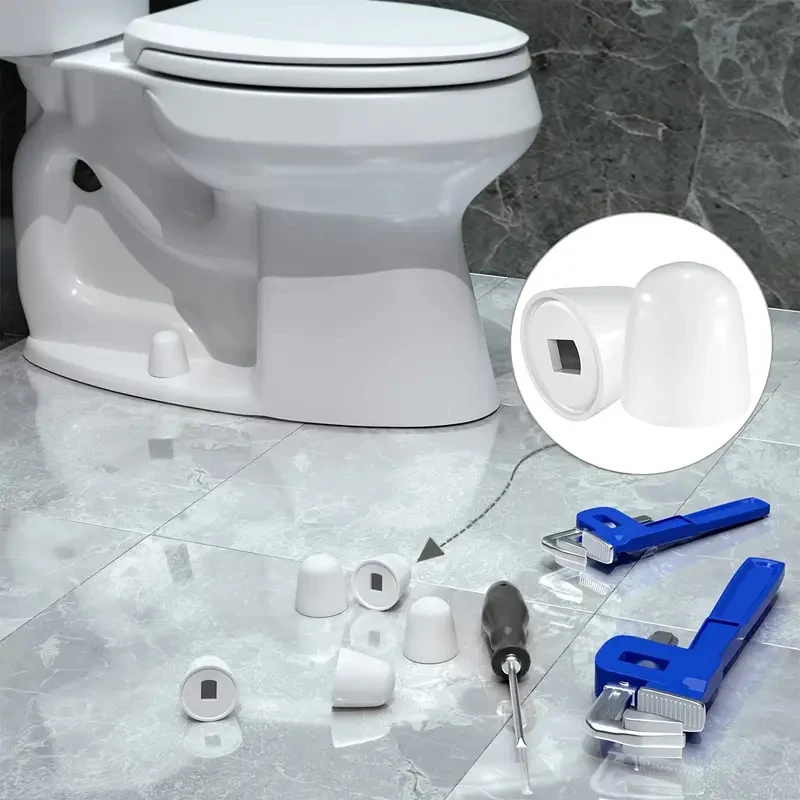 3pcs Universal Toilet Bolt Caps Round Plastic Push-On Toilet Bowl Bolt Caps Covers With Extra Washers For Easy Installation