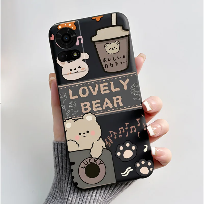 Cute Cartoon Soft Silicone Protective Phone Case - Black
