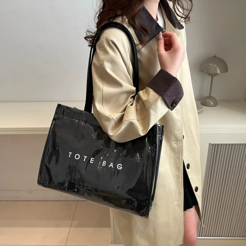 PVC Dupont Paper Shoulder Bag Large Capacity Simple Handbag All-Match Shoulder Bag Female Travel Shopping Date Bag