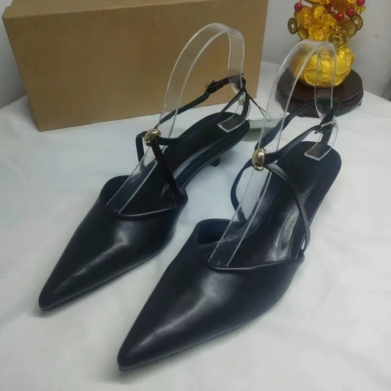 2025 Spring/Autumn Women's Square Buckle Rhinestone Pointed Toe Slip-On Low Heel  | ChicGrl