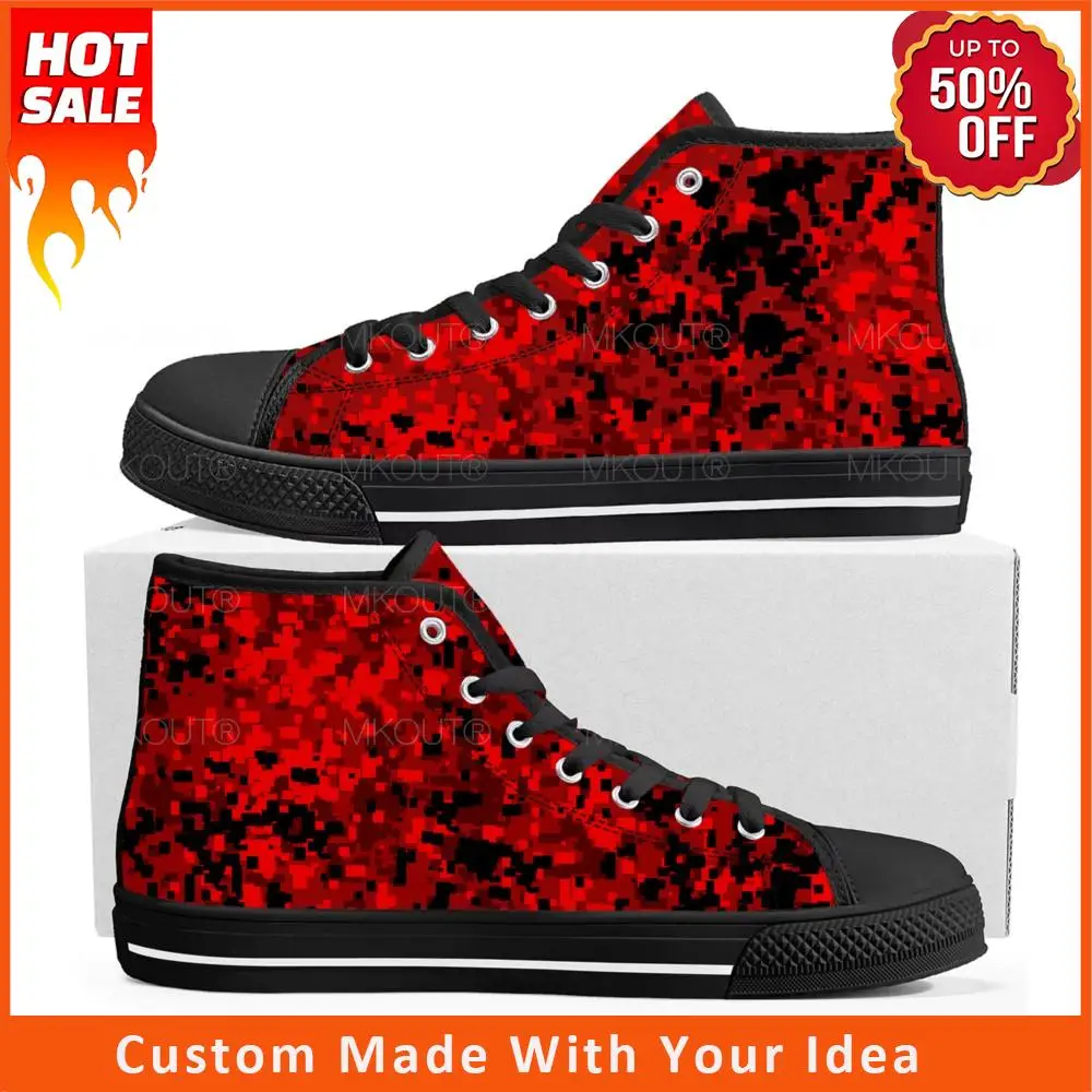 

Camo Red Balck High Top High Quality Sneakers Mens Womens Teenager Canvas Camo Navy Sneaker Casual Couple Shoes Custom Shoe