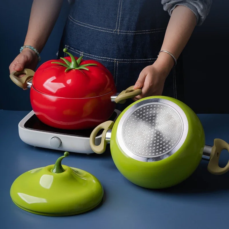 Cookware Non Stick Pan Oil Frying Stewing Cooking Household Universal Frying Steak Noodles Creative Fruit Shaped Aluminum Alloy