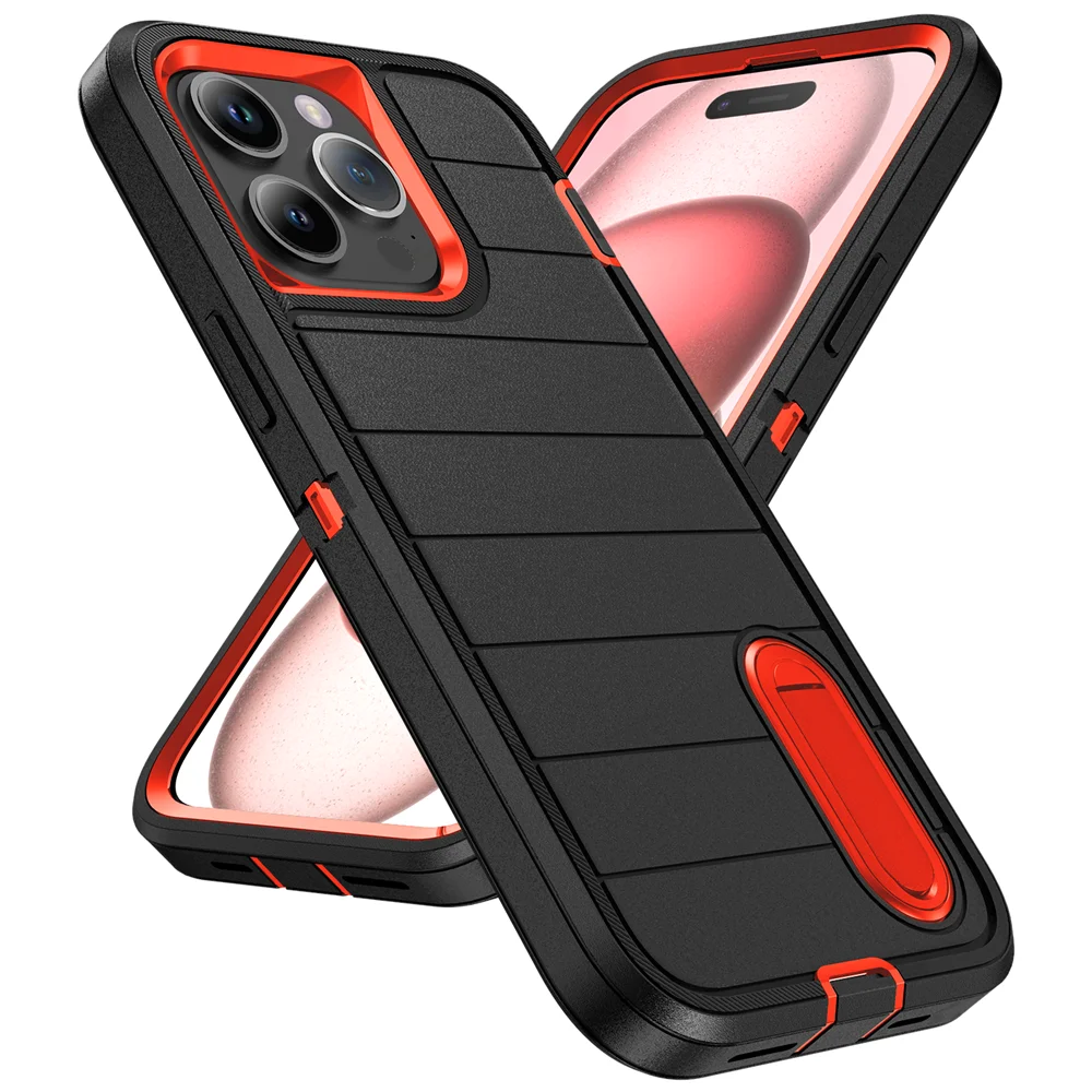 Nouvelle coque de protection hybride 3 en 1 pour iPhone 16 15 Pro Max 14 Plus 13 12 11 avec béquille Funda 15Pro 14Pro 13Pro_voghion.com