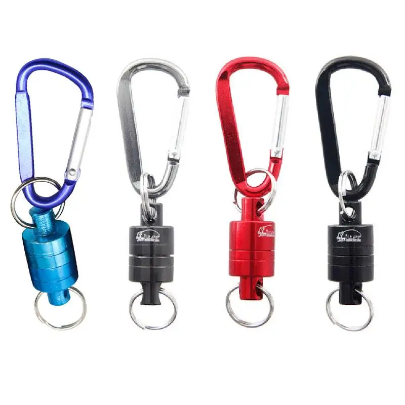 

Strong Magnet Magnetic Release Clip Net Holder With Fishing Tool Coiled Lanyard Carabine Fast Buckle Anti-Drop Rope Accessories