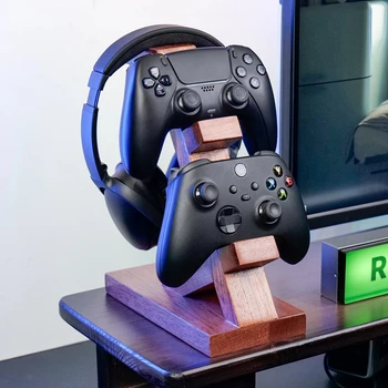 Supporto per cuffie da gioco con supporto per cuffie in legno per display da scrivania Accessori da gioco Regalo per Airpods PS5 Xbox