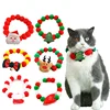 Elastic Plush Pom Ball Pet Collar Christmas Decoration Dog Bowtie Cat Necklace Pet Cat Bow Dog Grooming Accessories 2
