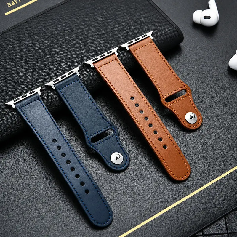 Leather strap For Apple watch band 45mm 41mm 44mm 44mm 40mm 38mm 40mm women  wristband correa bracelet iWatch series 3 4 5 6 SE 7 - AliExpress