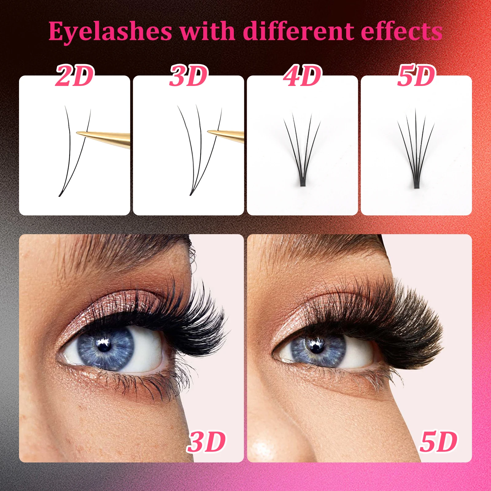 Mink Eyelashes 4d 12rows Boundles Soft Natural Rootless False Lashes Hand-Made Premade Volume Fans Individual Eyelash Extensions