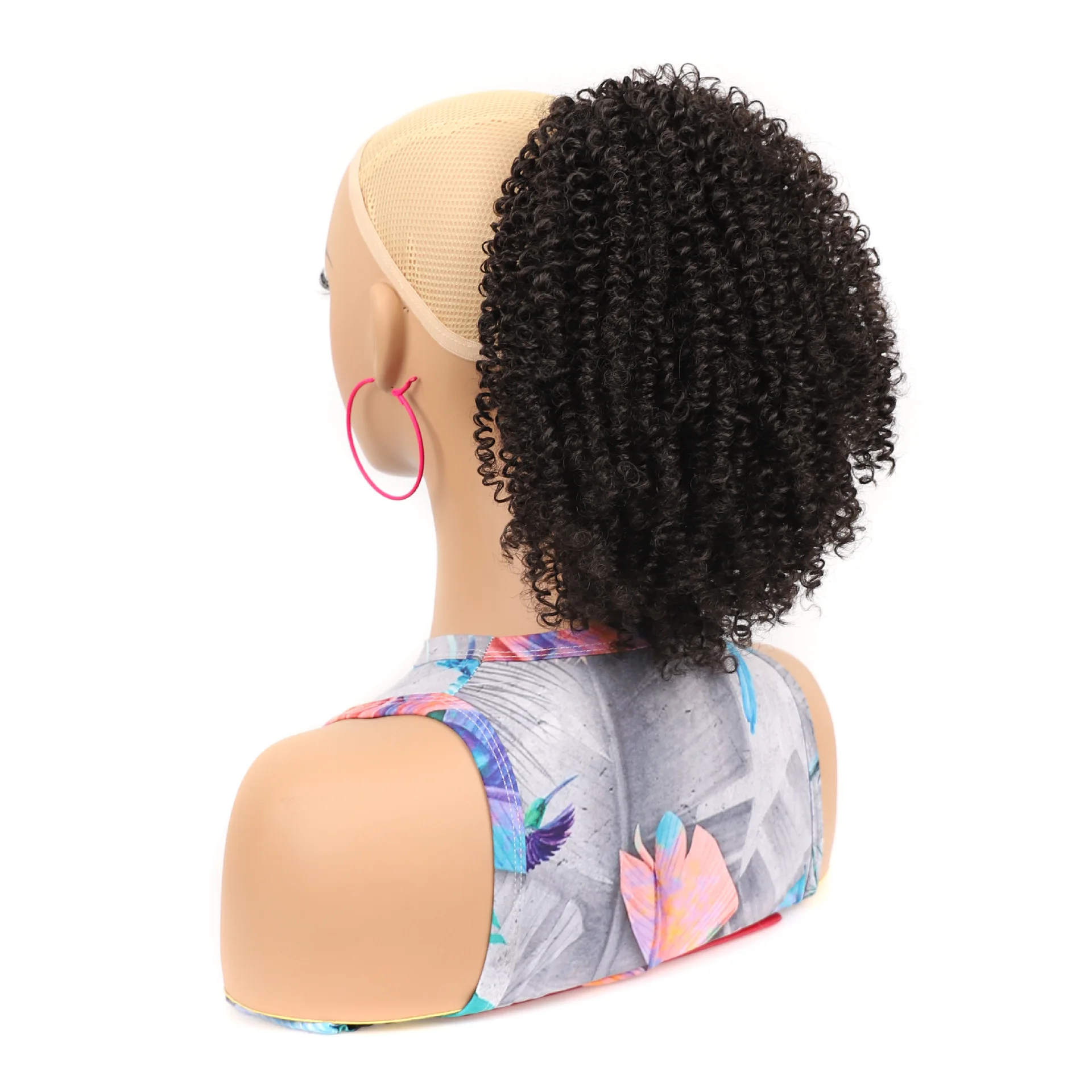 Curto Kinky Curly Chignon Cordão Rabo De