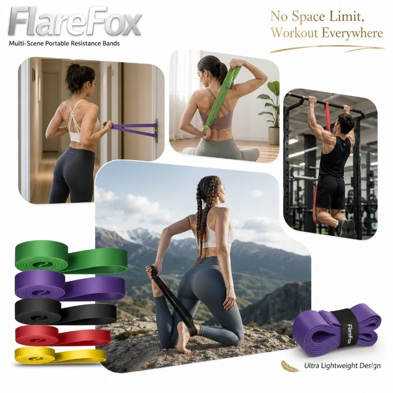 Resistance Bands for Home Yoga and Gym Workouts - Elastic Exercise and Bodybuilding Accessory