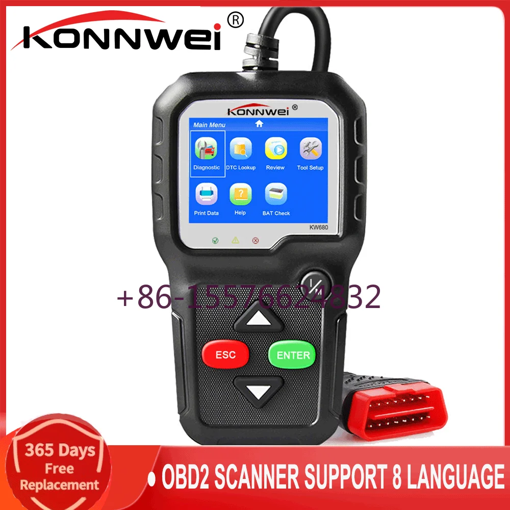 

Автомобильный сканер KONNWEI KW680, obd2 диагностический инструмент, сканер, полнофункциональный OBD OBD2 считыватель кодов ошибок OBDII, Автомобильный сканер