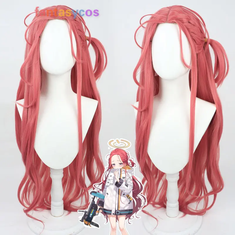 

Anime Blue Archive Cosplay Hanaoka Yuzu Wig 100cm Long Orange Red Wavy Braided Heat Resistant Hair Halloween Party Wigs
