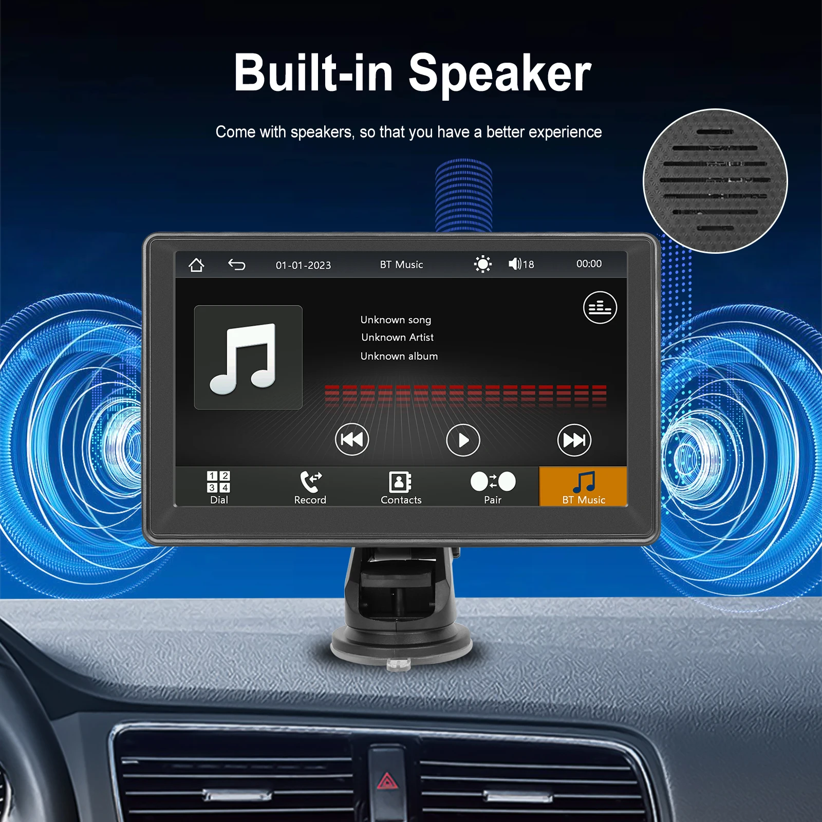 Reproductor MP5 Podofo de 7 Pulgadas con CarPlay Inalámbrico, Android Auto, Navegación GPS, Mirror Link, Transmisión FM, Pantalla Inteligente, Reproductor de Música BT, EQ, AUX, Audio, Monitor MP5 4