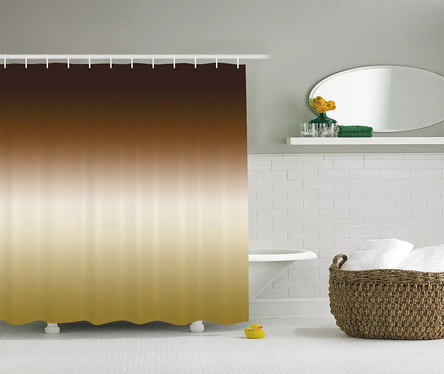 

Золотые градиентные шторы для ванной комнаты