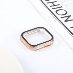 Premium Plating Hard PC Bumper with Tempered Glass Screen Protector for 46mm Series 10 11 (Red)