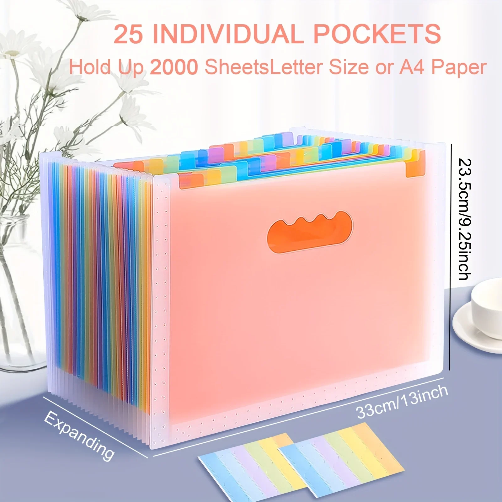 25 Layer Vertical Folder Expandable A4 Folder, Color Index Label Storage Bag, Expandable Organ Bag  Invoice Receipt Storage Clip