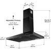 SNDOAS Black Range Hood 36 inches,Stainless Steel Wall Mount Range Hood Black,Kitchen Hood Vent with Ducted/Ductless Convertible 6