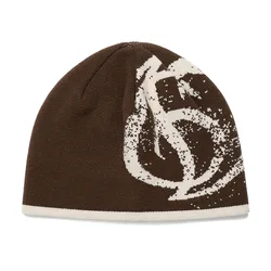 Unisex Kawaii Knitted Winter Beanie - Korean Fashion Streetwear Hat - One Size (Brown)