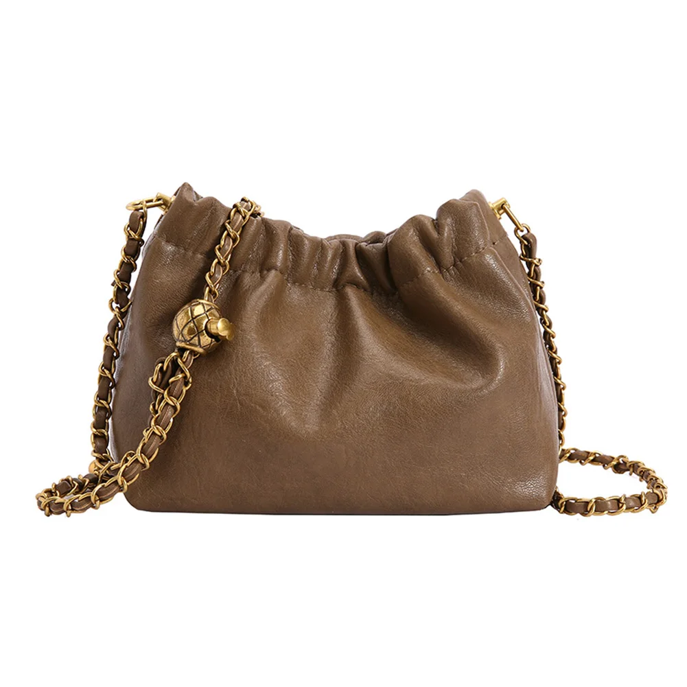 Women Chain Shoulder Bag PU Leather Crossbody Tote Bag Casual Messenger Satchel Sling Girl Purse