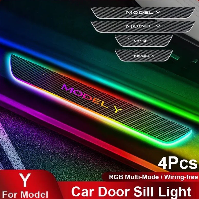 4Pcs Car Door Pedal Light - Easy Magnetic Installation, Wireless LED  Lights, Auto-Sensing, IP67 Waterproof, Rechargeable, 7 Color Options -  Bling Your