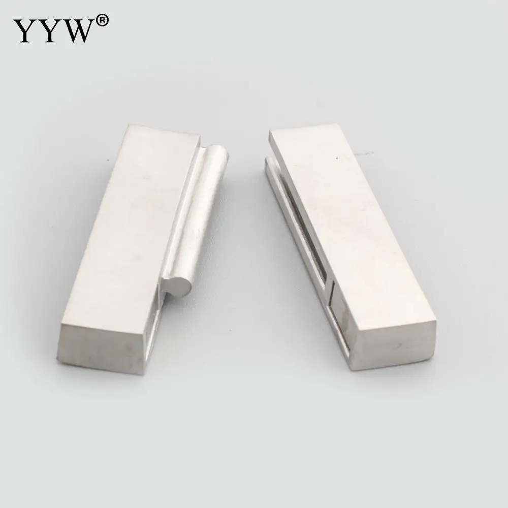 10PCs Stainless Steel Magnetic Clasp Rectangle 37x19x6mm Hole:Approx34x4mm Necklace Bracelet Clasp Jewelry Making DIY Connectors