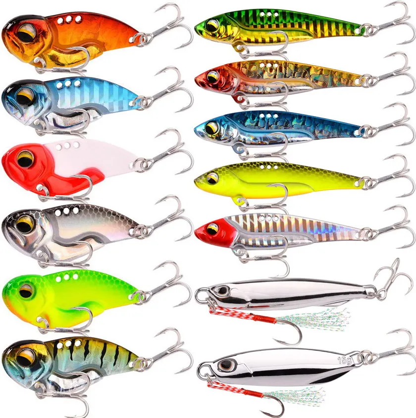 

13PCS Metal Vib Different Colors Vibration Bait Winter Fishing Lure Set 14g 20g Artificial Hard Baits Spinner Spoon Lures Pesca