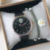 Harajuku Style Daisy Children's Watch Simple Quartz Leather Green Pink Watches for Girls with Bracelet Watch Box Gift Reloj 4
