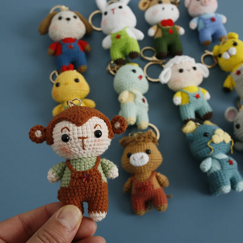 Finished Handmade Wool Knitting Cute Little Animal Pendant Crochet Dragon Rabbit for Handbag Ornaments Kids Toys Crochet Supply knitting supplies knitting material