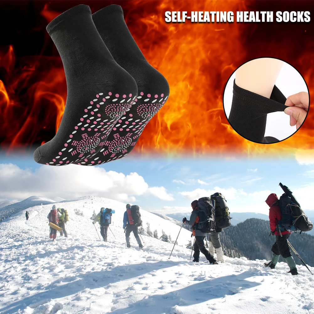 1pair Unisex Winter Warm Self-Heating Health Socks Pain Relief Outdoor Anti-Cold Therapy Magnetic Thermal Stockings Men/Women