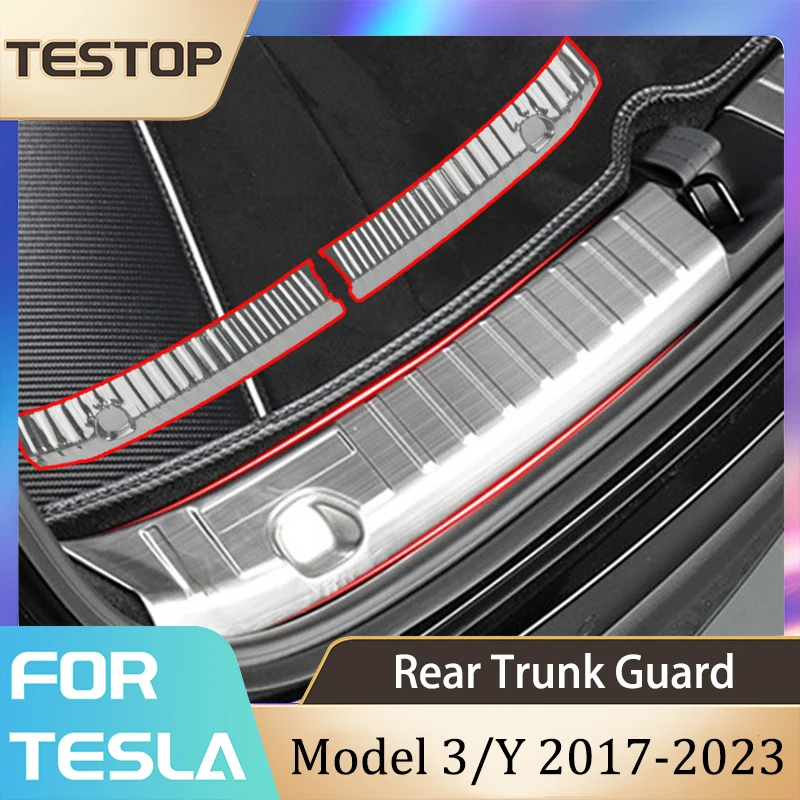 

Tesla Rear Trunk Protector For Tesla Model Y Model 3 2017-2023 Accessories Bumper Guard Trim Cover Tesla Model 3 Y 2023