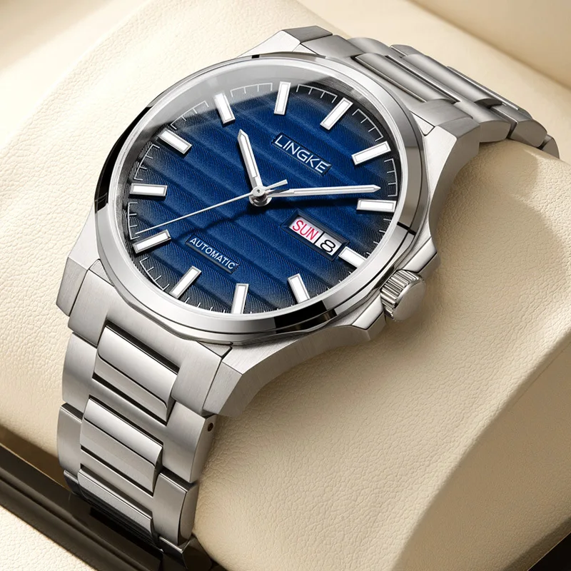 LINGKE High-end Luxury Tourbillon Mechanical Watch for Men Stainless Steel Waterproof Automatic Skeleton Watches Mens