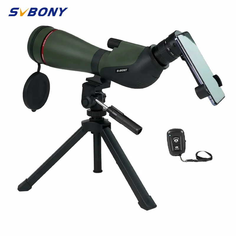 SVBONY SA412 Spotting Scope 20-60X80mm HD FMC 1.25" With Mobile Phone Bracket & Bluetooth Shutter For Middle-range Shooting telescope binoculars spotting scope optics equipment