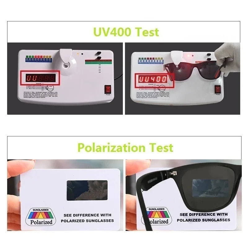 Fashion sunglasses for men and women showing polycarbonate frame and UV400 protection.