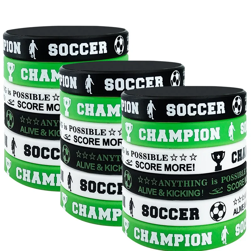 Football Party Soccer Silicone Bracelets Sports Theme Bracelet Soccer Theme Birthday Party Decor Kids Adult Boy Party Supplies